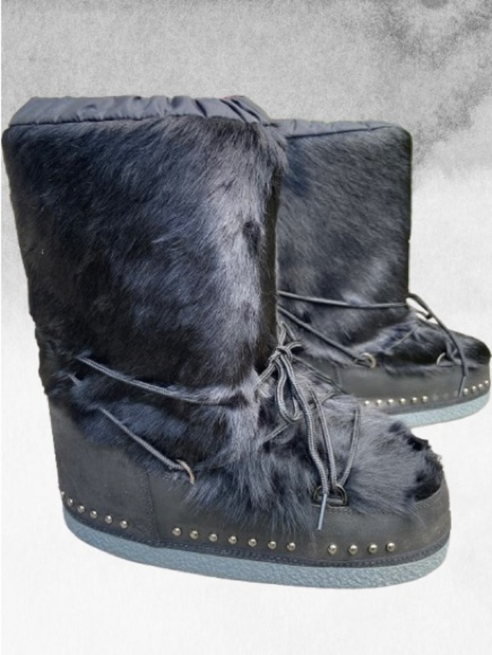 BOGNER Tignes Luxury Black Fur Après Ski Winter Snow Boots Women's Size 9